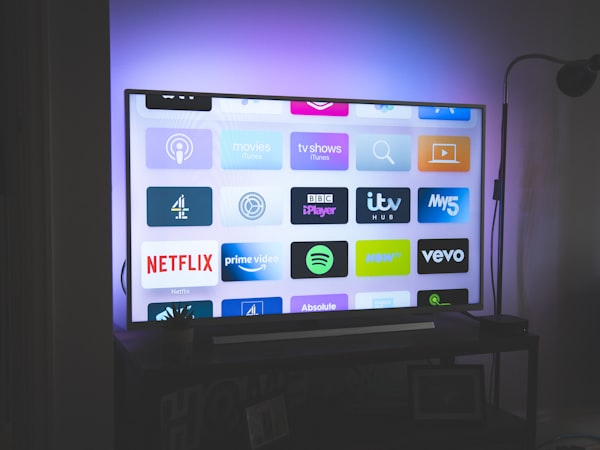 Flat-screen television displaying content