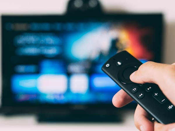 Turned-on flat-screen television
