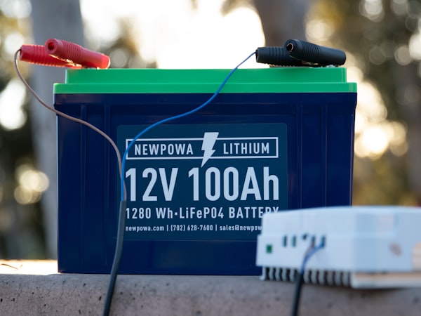 Battery and charging equipment on a workbench