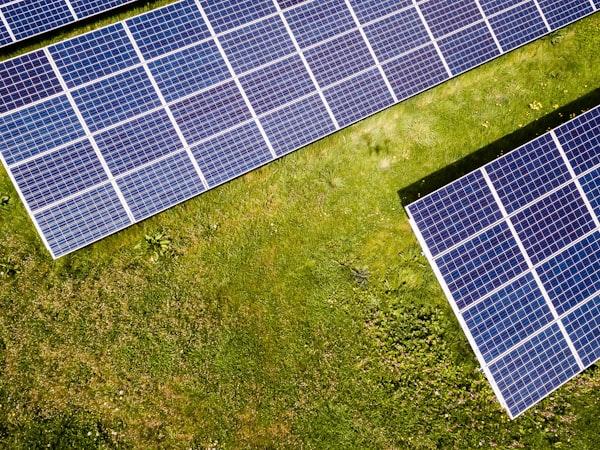 Three solar panels in an installation